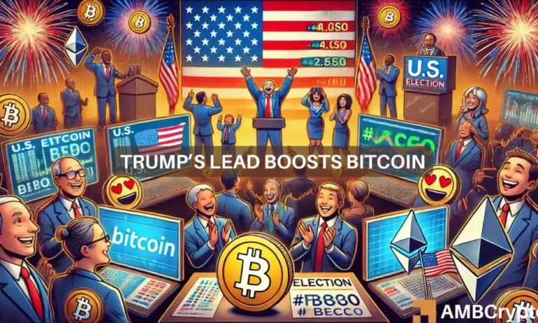 Trumps lead boosts Bitcoin 1000x600